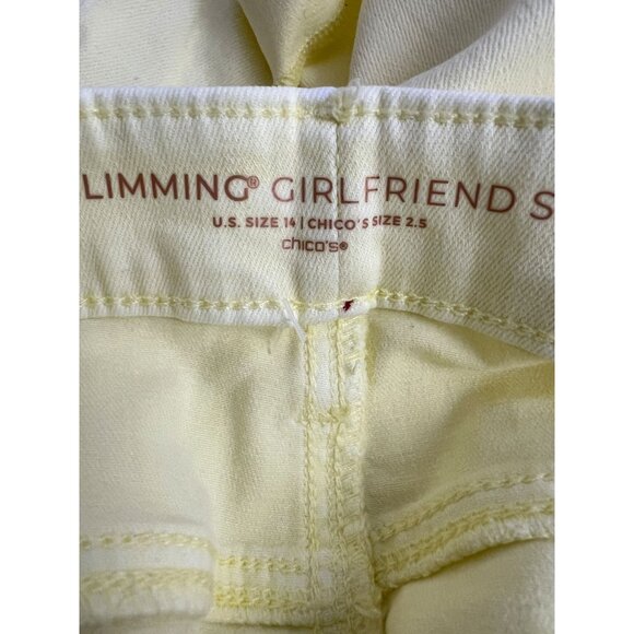 Chico's So Slimming Girlfriend Short Bright Yellow Size 2.5 US 14 Rolled Cuff - Picture 4 of 8
